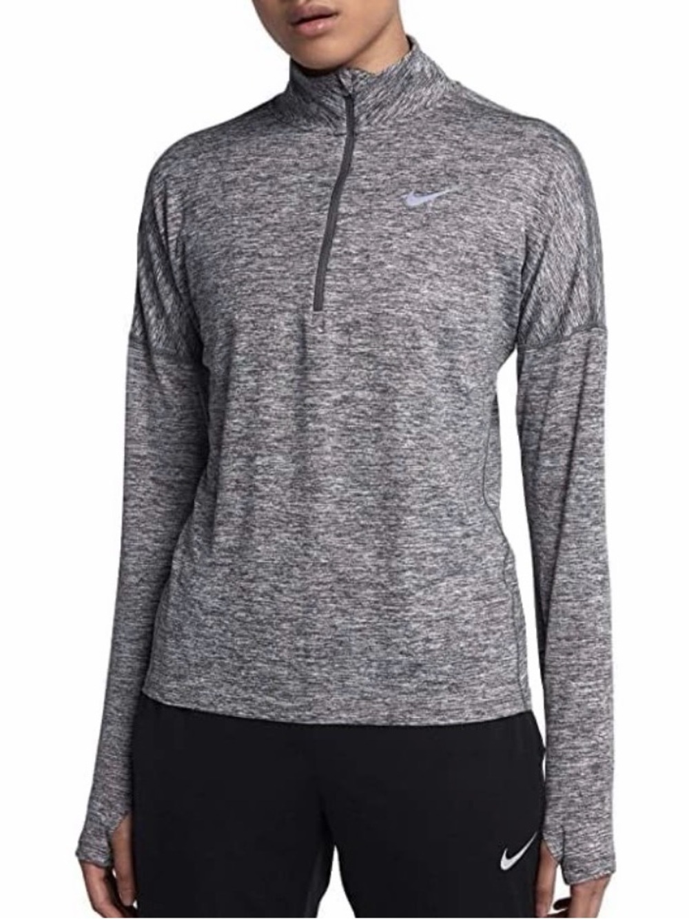 Nike Gray Heathered Dri-FIT Quarter-Zip Pullover